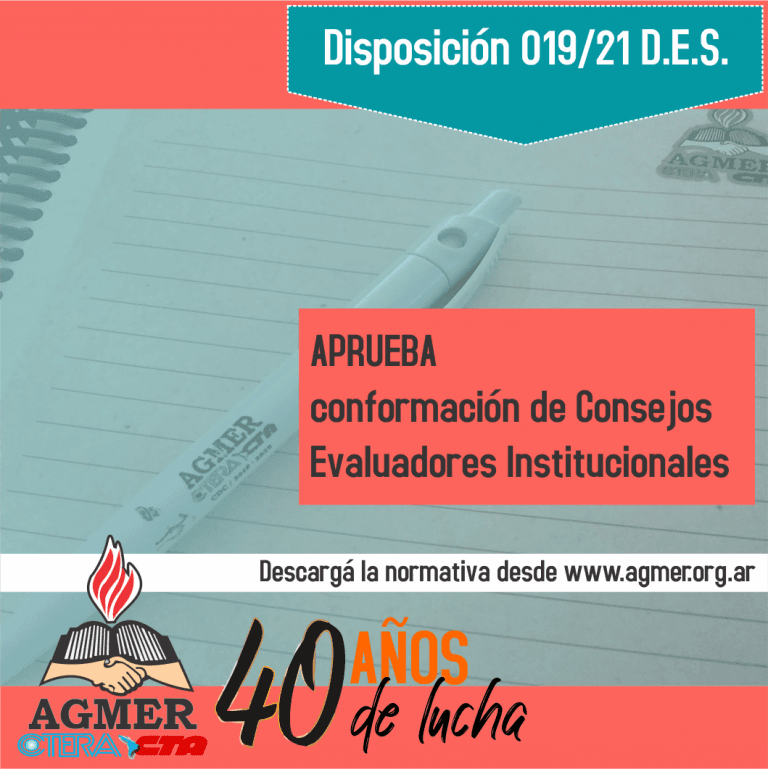 Disposición 019/21 D.E.S.: Sobre Consejos Evaluadores Institucionales