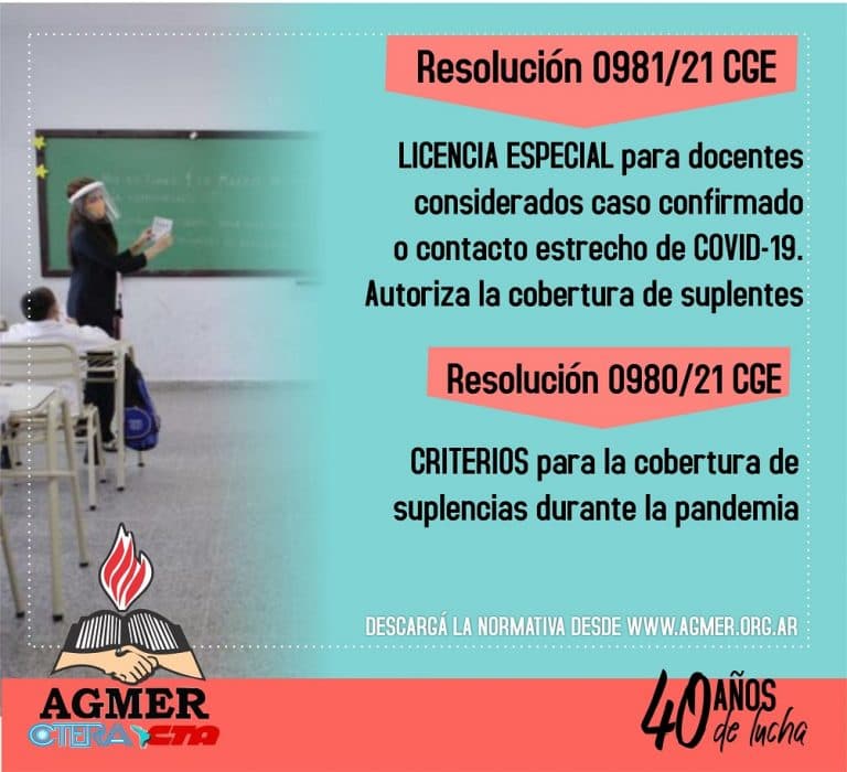 Sobre licencias en casos confirmados y contactos estrechos. Cobertura de suplencias