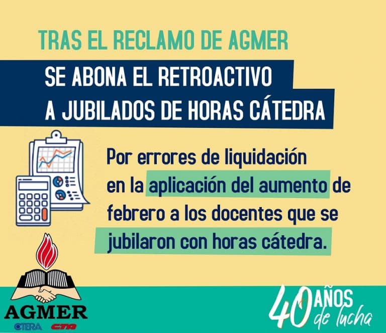 Se abona el retroactivo a jubilados de horas cátedra que corrige los errores en liquidaciones