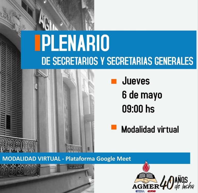 Convocatoria a Plenario de Secretarios y Secretarias Generales de AGMER