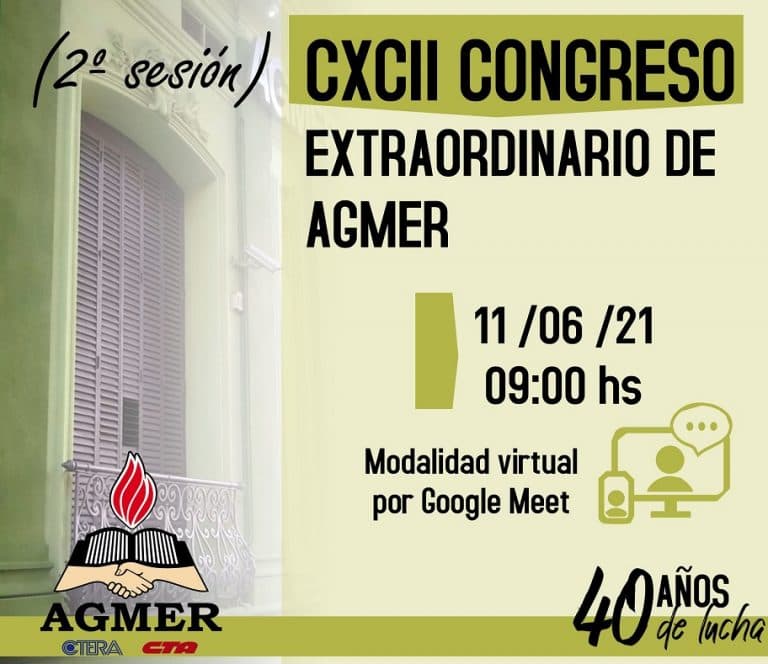 El Congreso de AGMER sesionará este viernes 11 de junio