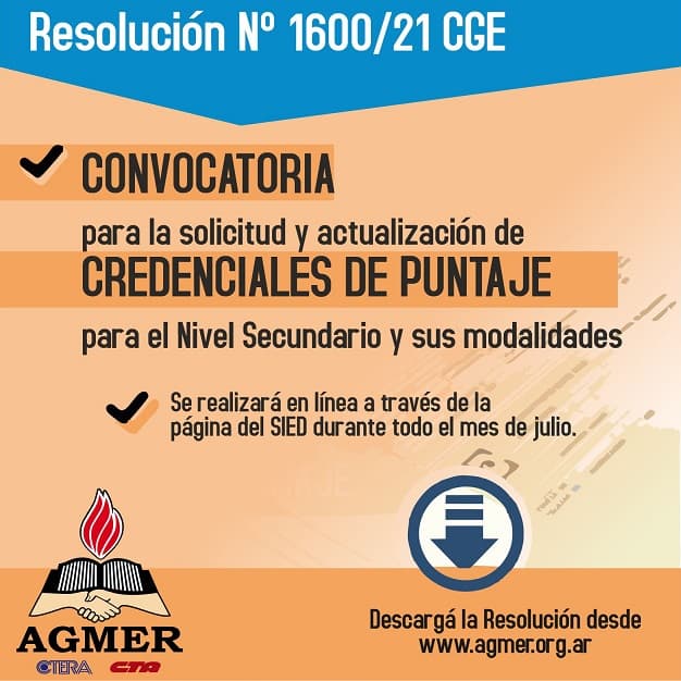Nivel Secundario: nueva convocatoria para solicitud y actualización de credenciales de puntaje