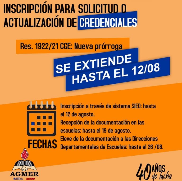 Inscripción para solicitud/actualización de credenciales: nuevos plazos (Res. 1922/21)