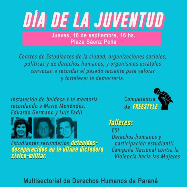 Día de la Juventud en Plaza Sáenz Peña. A 45 años de la Noche de los Lápices