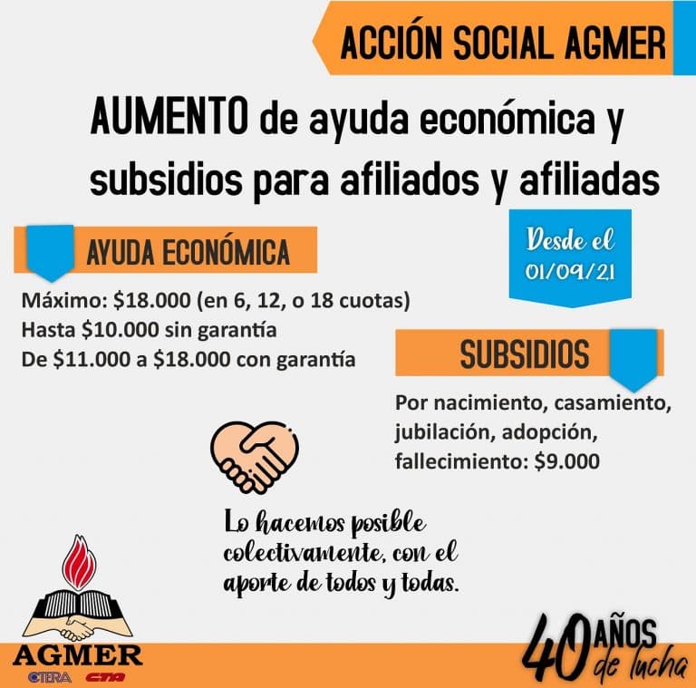 Nuevos montos de ayuda económica y subsidios