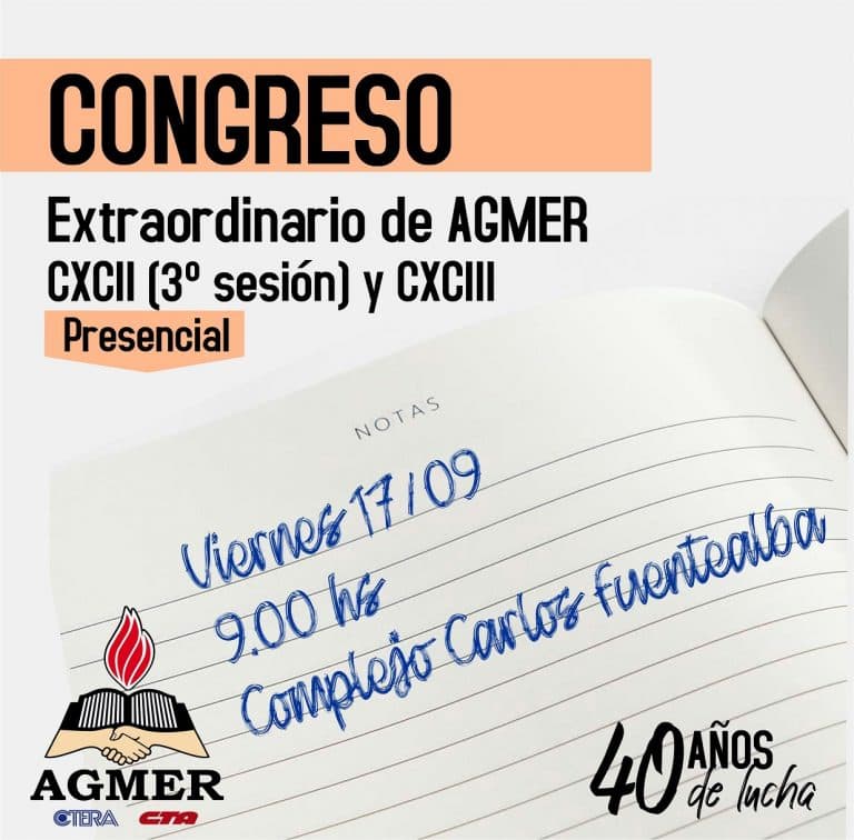 AGMER convocó al Congreso Extraordinario