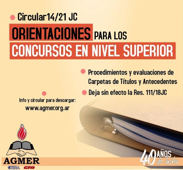 Circular 14/21 JC: Orientaciones para los concursos en el Nivel Superior