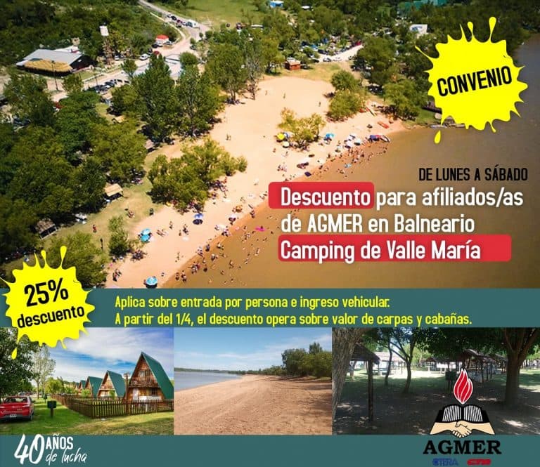 Balneario Camping de Valle María: 25% de descuento para afiliados/as