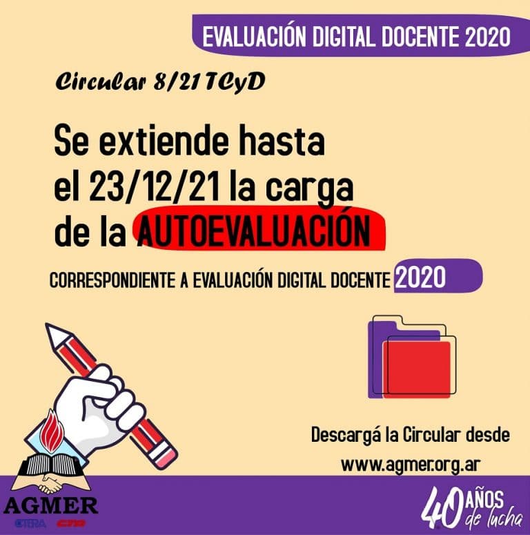 Evaluación Digital Docente 2020: se extiende hasta el 23/12/21 la carga de la Autoevaluación