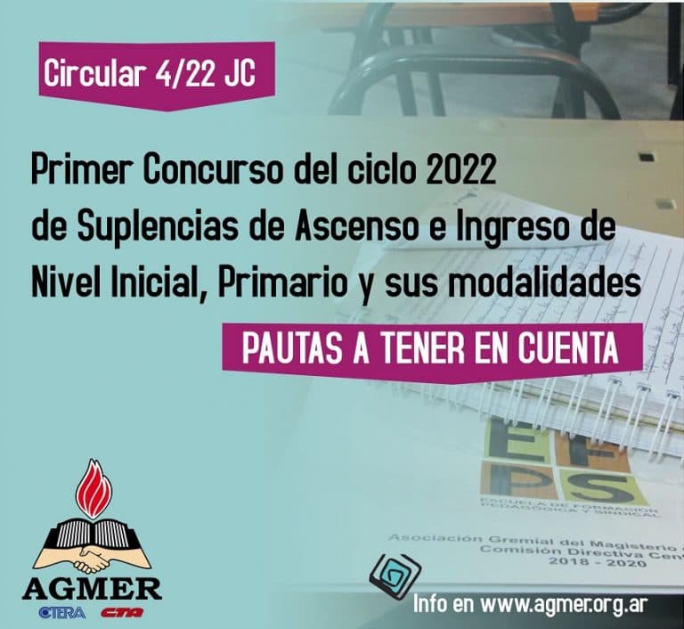 Circular 4/22 JC: Sobre el concurso de suplencias de ascenso e ingreso en Inicial y Primaria