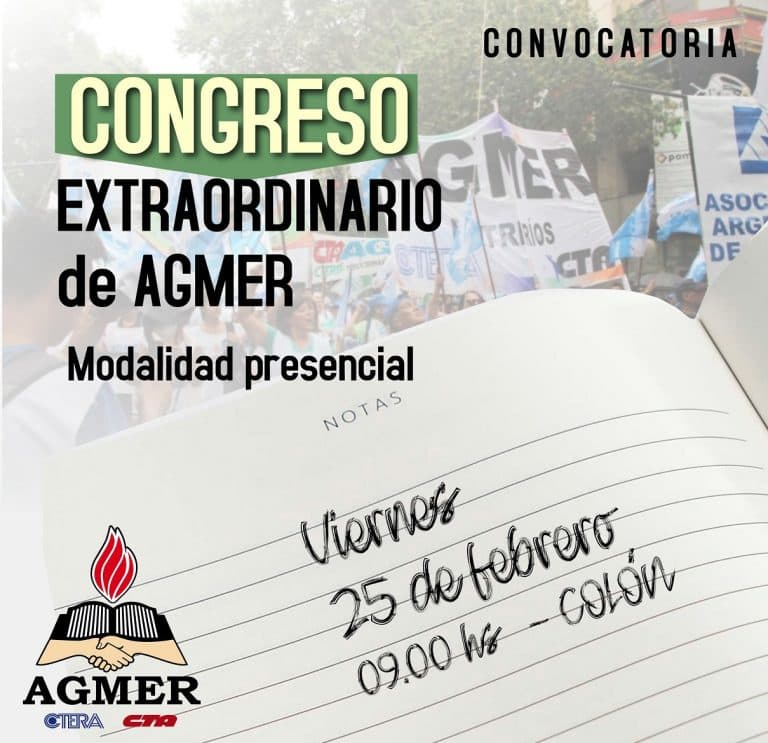 AGMER convocó a Congreso Extraordinario