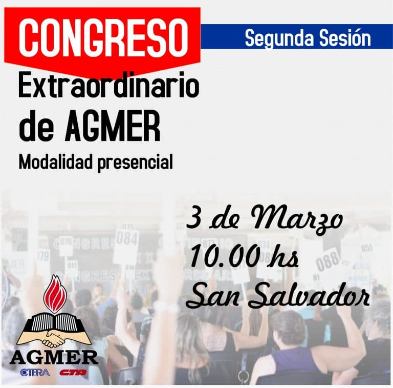 AGMER convocó a Congreso Extraordinario para el 3 de marzo
