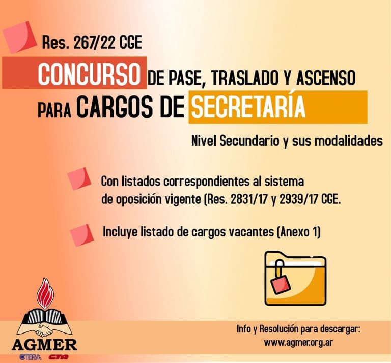 Concurso extraordinario de cargos de Secretarías de Nivel Secundario