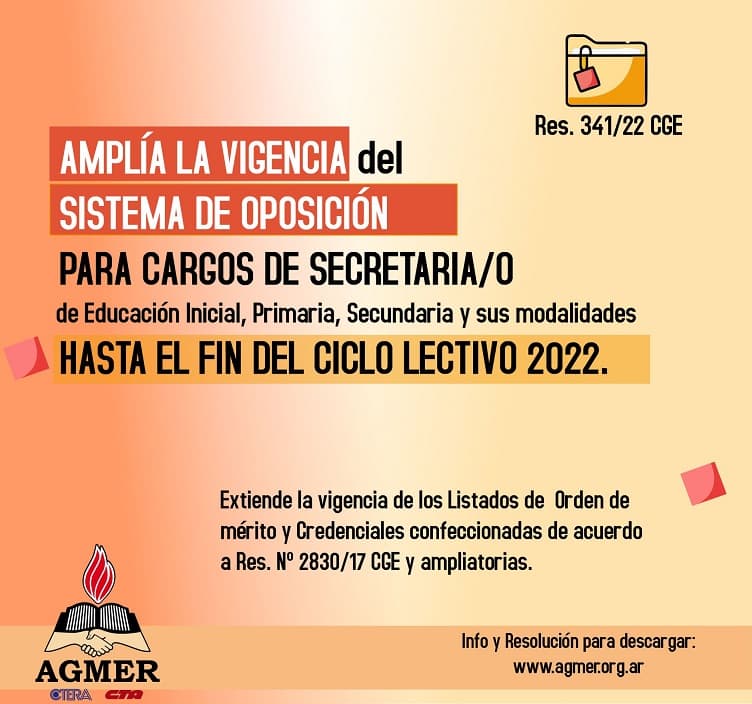 Se amplía la vigencia del Sistema de Oposición para titularización de cargos de Secretaría (Res. 2830/17)