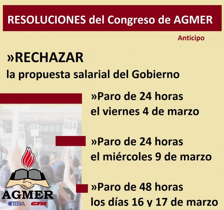 Resoluciones del Congreso Extraordinario de AGMER (anticipo)