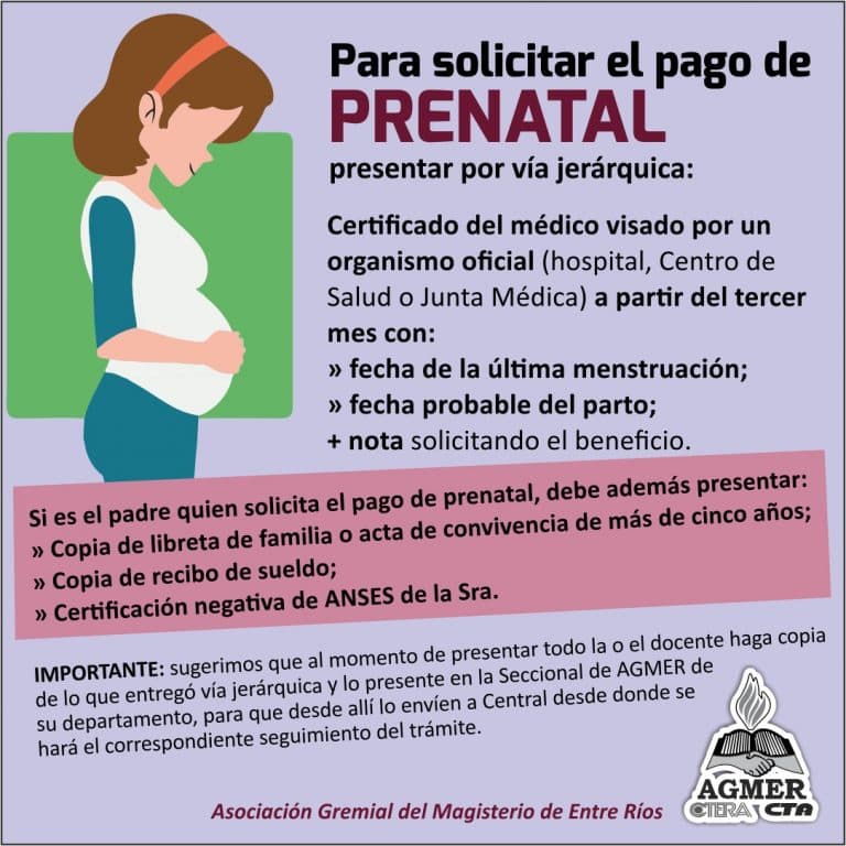 Documentación necesaria para tramitar el pago de prenatal
