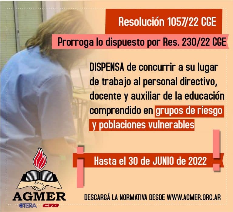 Se prorroga hasta el 30 de junio la dispensa que rige para grupos de riesgo