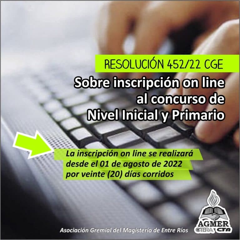 Por pedido de AGMER, el CGE prorroga la inscripción para el Concurso Ordinario de Nivel Inicial y Primario