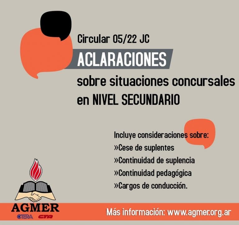 Aclaraciones sobre situaciones concursales en Nivel Secundario