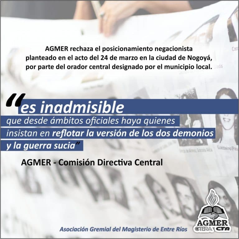 Lo decimos, lo sostenemos y lo reafirmamos: ¡Nunca más!