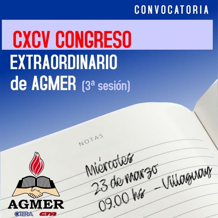 AGMER convoca a Congreso Extraordinario para el 23 de marzo