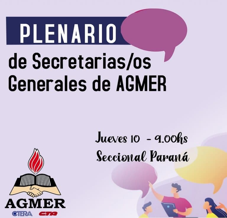 AGMER convocó al Plenario de Secretarias y Secretarios Generales