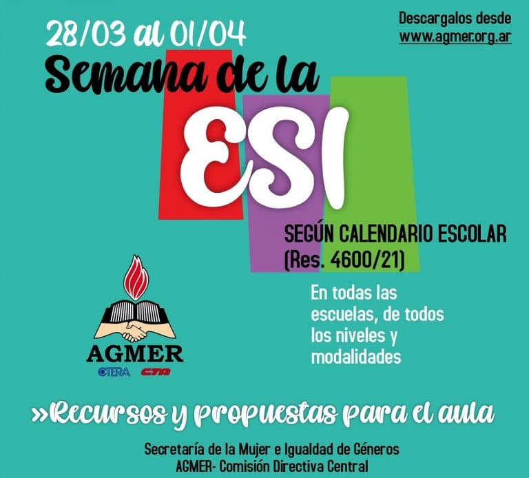 28/03 al 01/04: Semana de la ESI en todas las escuelas