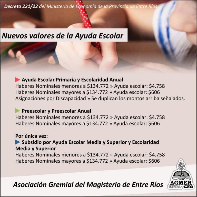 Nuevos valores de la Ayuda Escolar