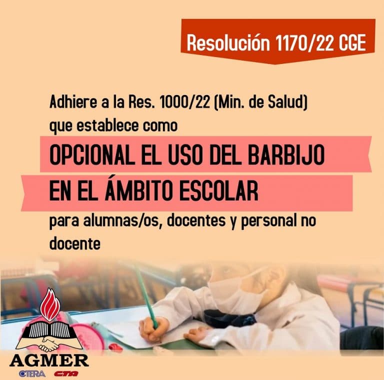 Se establece como opcional el uso del barbijo en el ámbito escolar