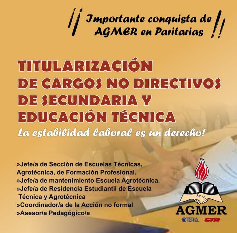 Titularización de cargos no directivos de Secundaria y Educación Técnica
