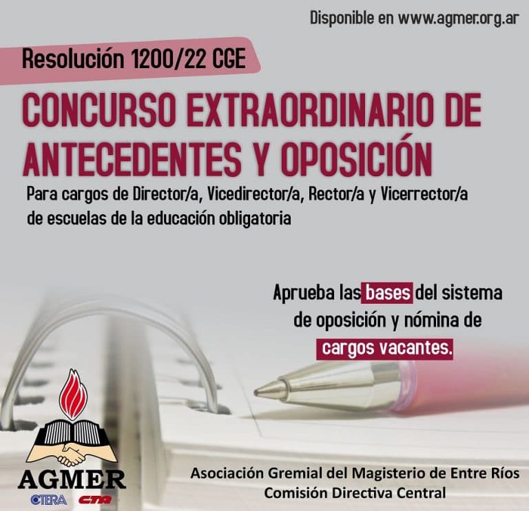 Resolución 1200/22 CGE: Convoca a concurso de oposición para cargos directivos