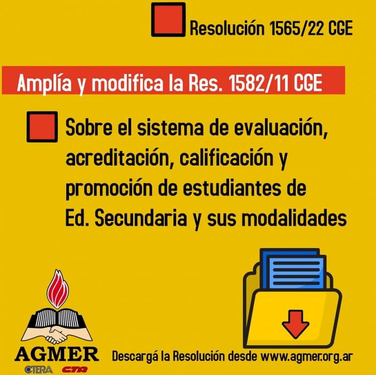 Res. 1582/22 CGE: sobre el sistema de evaluación de estudiantes de Secundaria