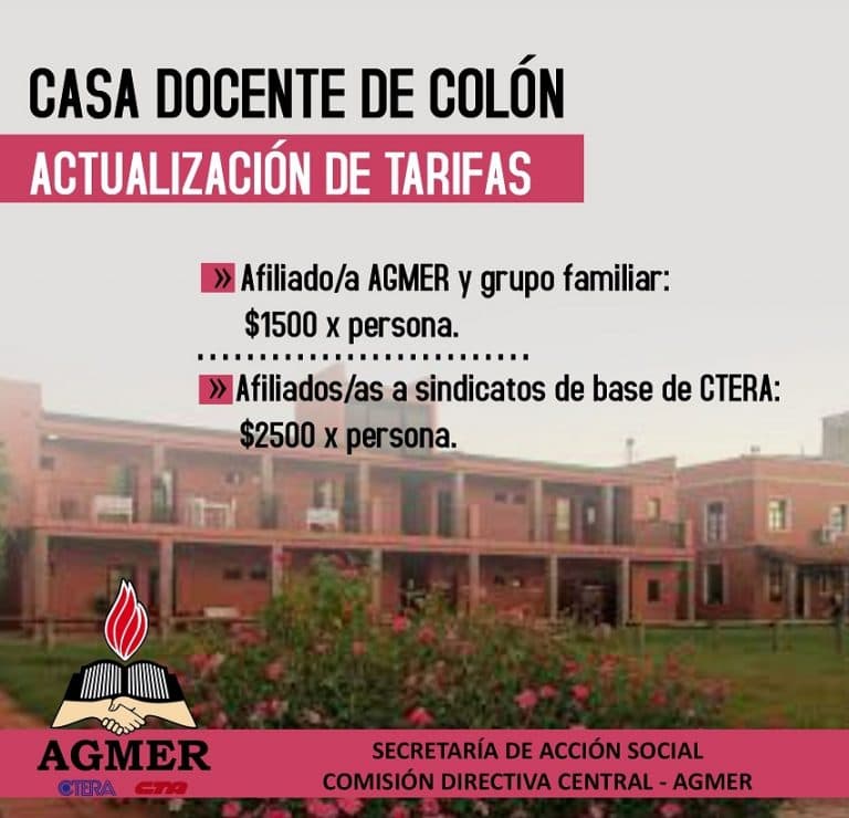 Casa docente de Colón: nuevas tarifas
