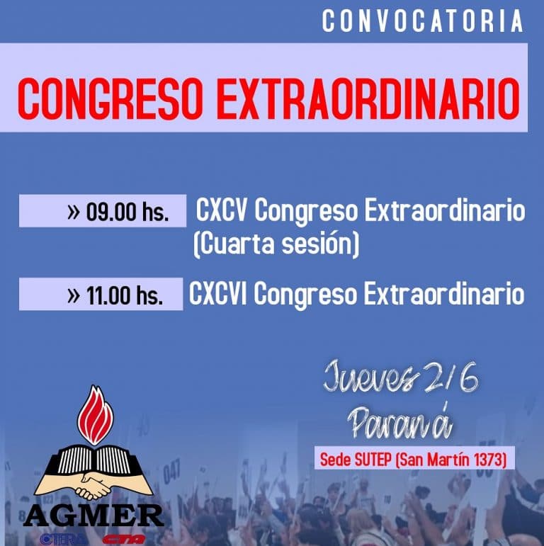 AGMER convocó a Congreso Extraordinario