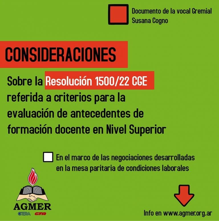 Consideraciones sobre la Resolución 1500/22 CGE