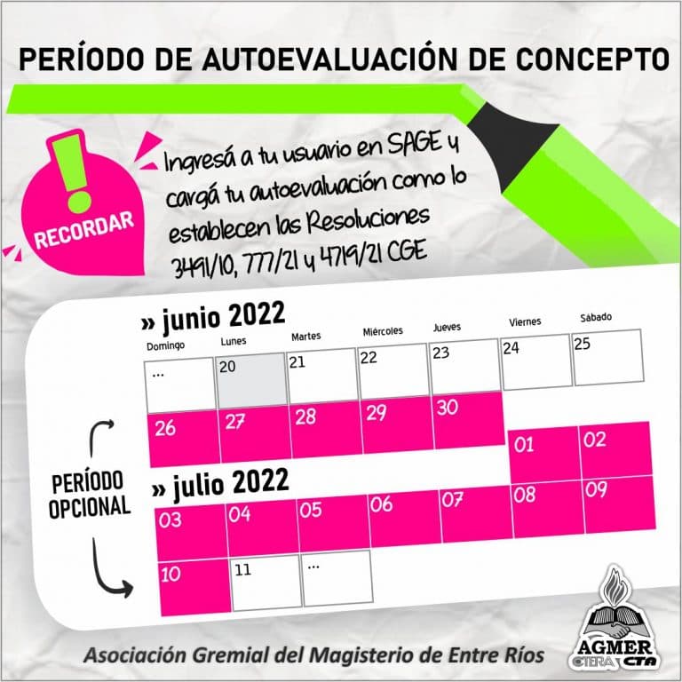 Desde el 26 de junio: período de autoevaluación de concepto