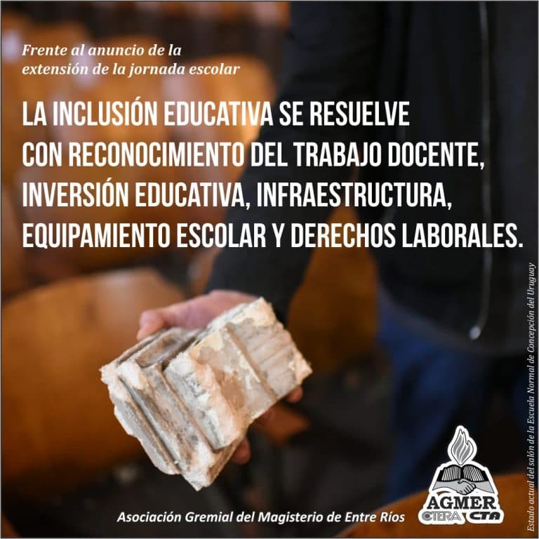 AGMER frente al anuncio de la extensión de la jornada escolar