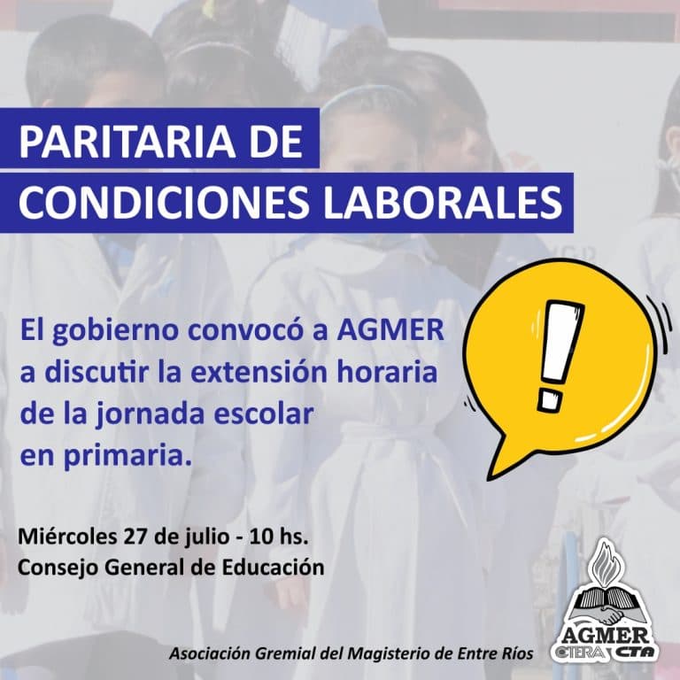 El gobierno convocó a AGMER a discutir la extensión horaria de la jornada escolar