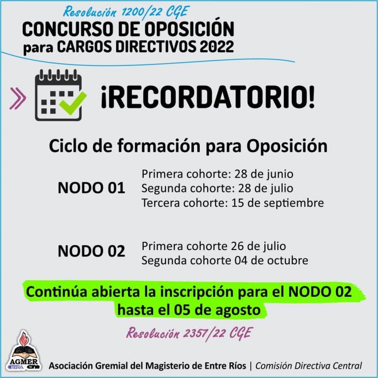 Continúa hasta el 05 de agosto la inscripción al Módulo 02 del Ciclo de Formación para la Oposición