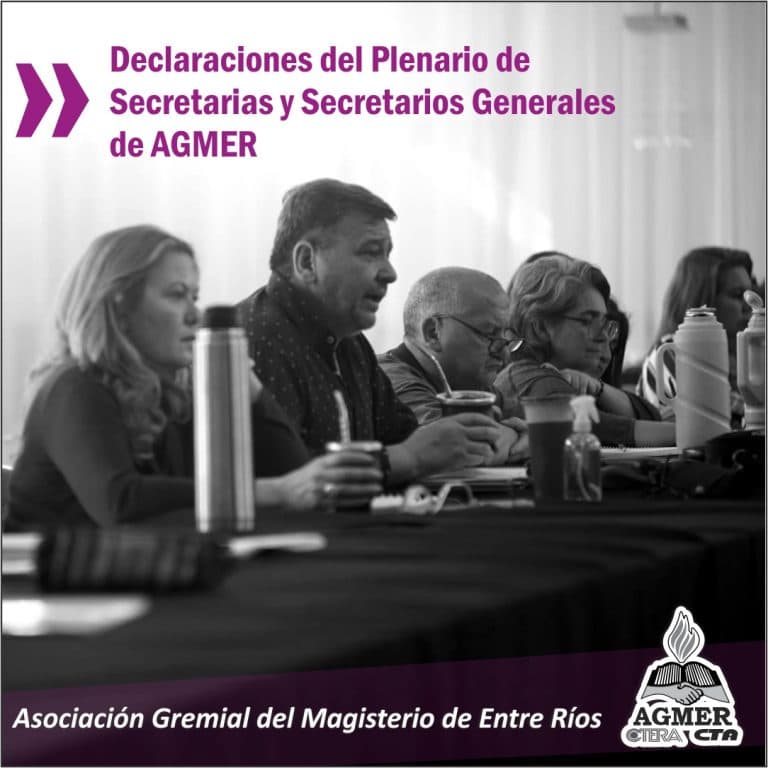 Declaración del Plenario de Secretarias y Secretarios Generales de AGMER
