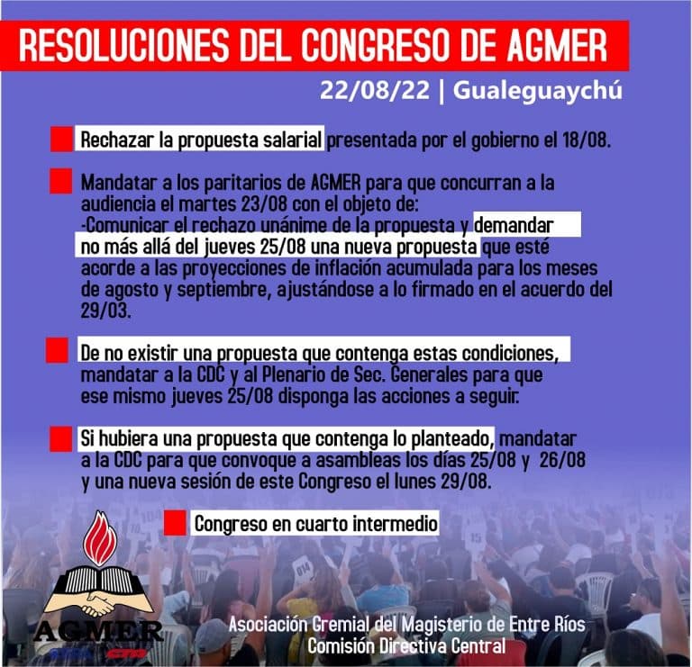Resoluciones del Congreso Extraordinario de AGMER