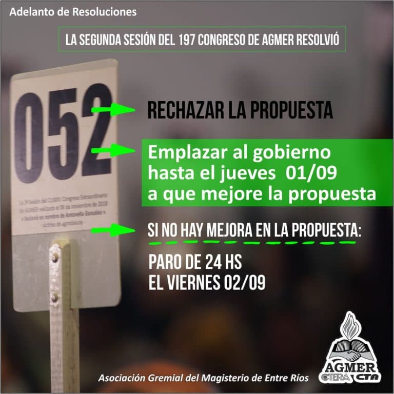 AGMER rechazó la propuesta salarial. Si no hay una mejor oferta para el jueves: el viernes PARO