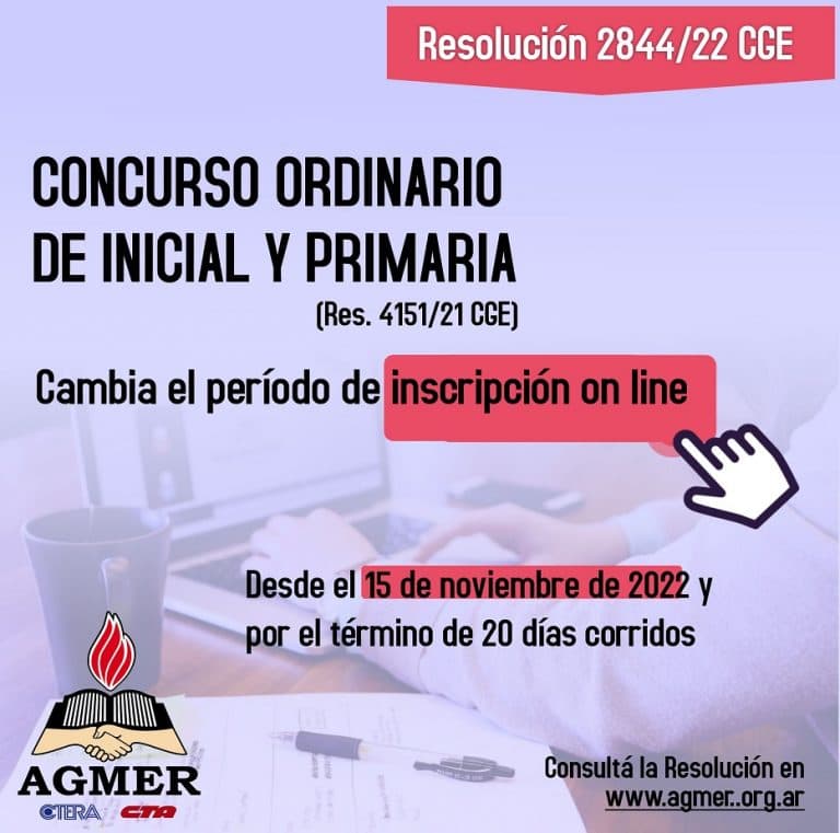 Concurso Ordinario de Inicial y Primaria: período de inscripción on line