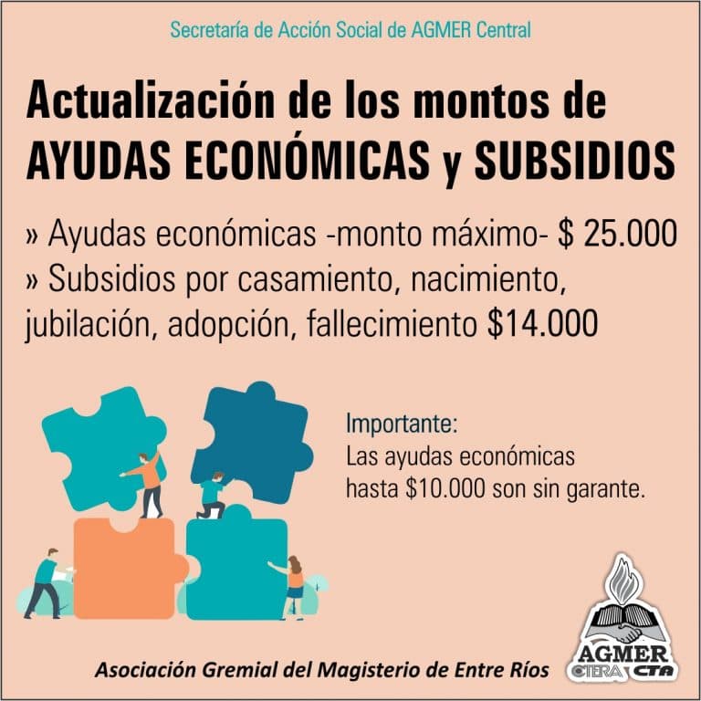 Desde el próximo lunes 3/10: actualización de los montos de ayudas económicas y subsidios