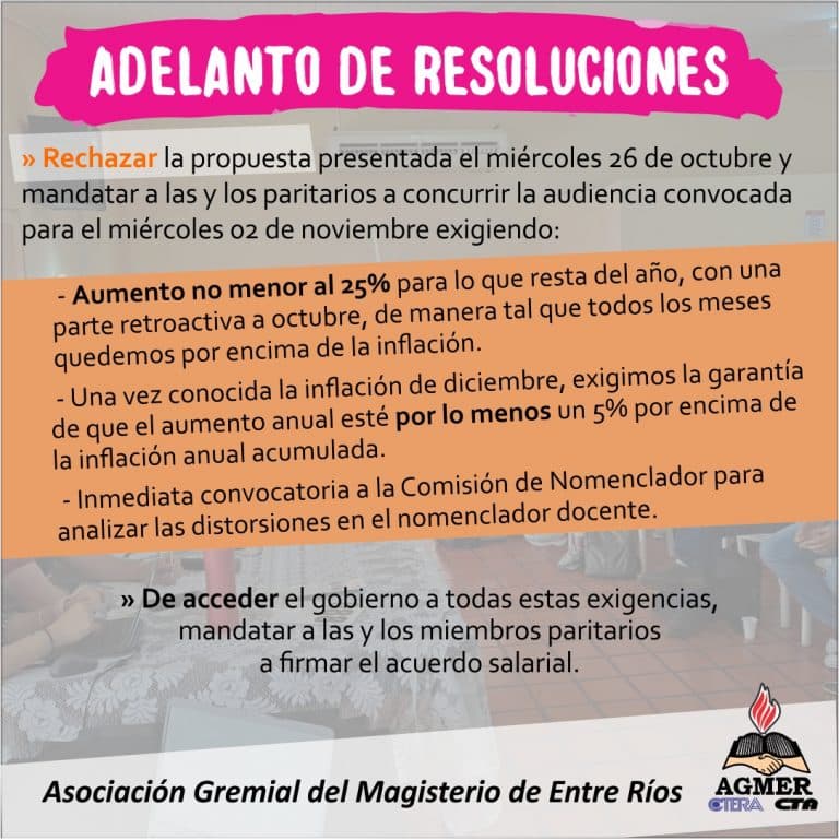 El Congreso de AGMER resolvió las exigencias a llevar a la discusión paritaria del próximo miércoles