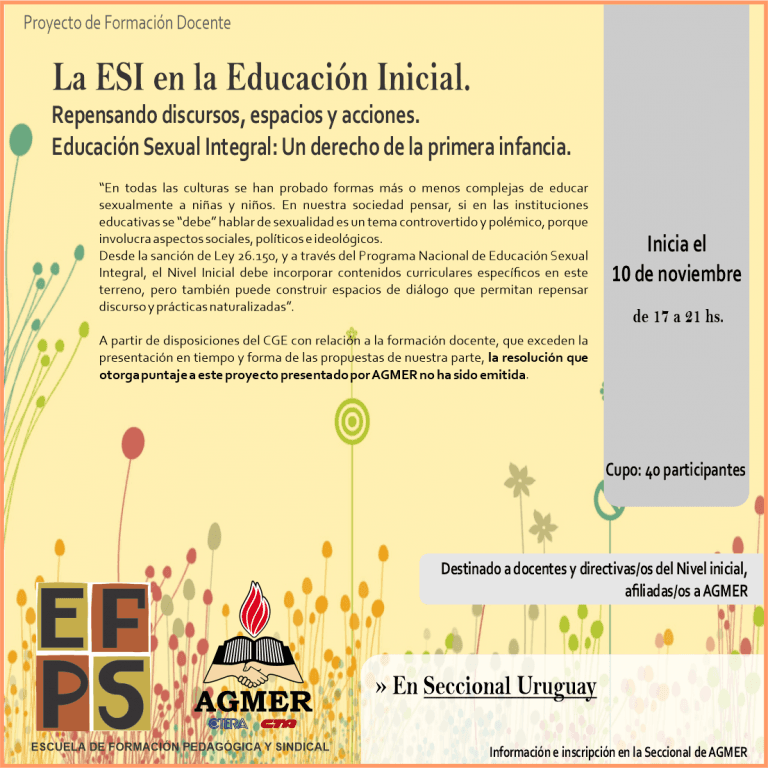 Inicia en URUGUAY | Proyecto de formación: «La ESI en la Educación Inicial»