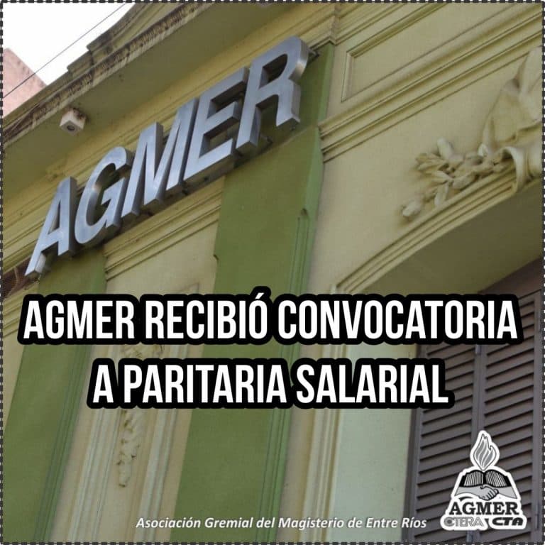 AGMER recibió convocatoria a paritaria salarial
