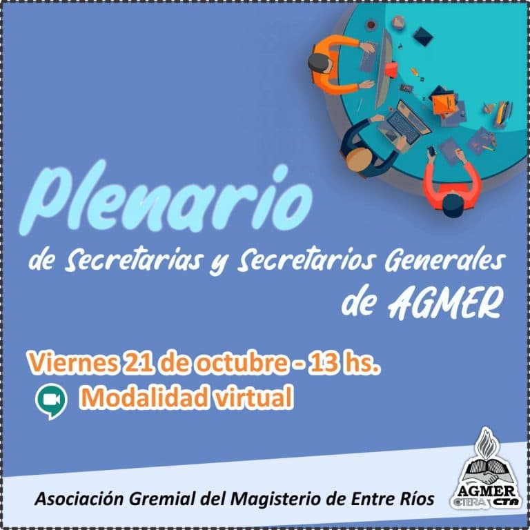 Mañana viernes se reúnen en plenario Secretarias y Secretarios Generales de AGMER