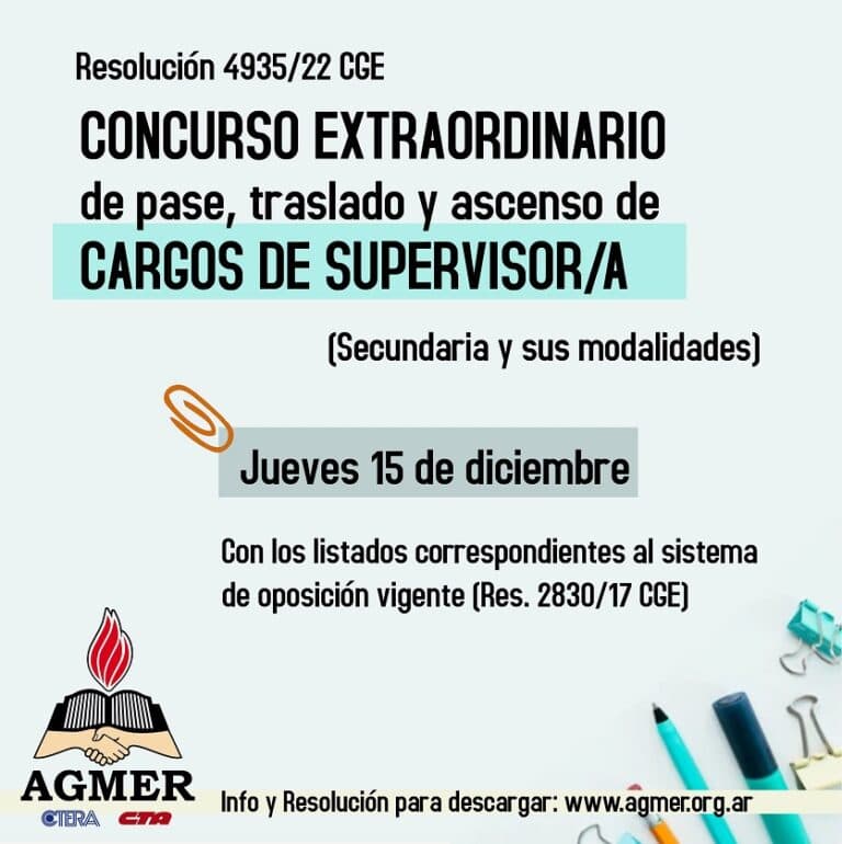 Concurso extraordinario: cargos de Supervisor/a (Secundaria)