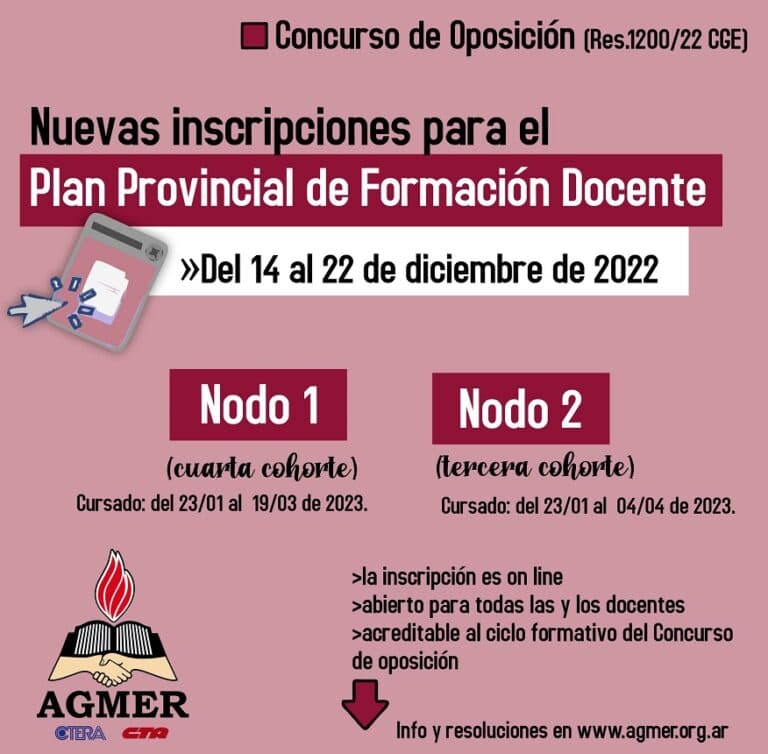 Nuevas inscripciones para el Plan Provincial de Formación Docente